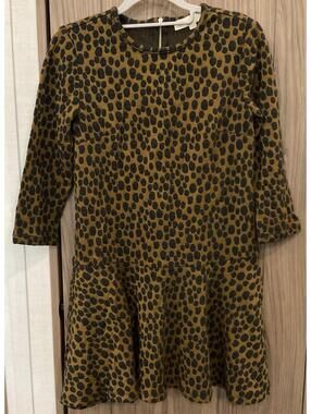Loft Ann Taylor Womens Long Sleeve Animal Print ZIP Back Short Dress Size XS
